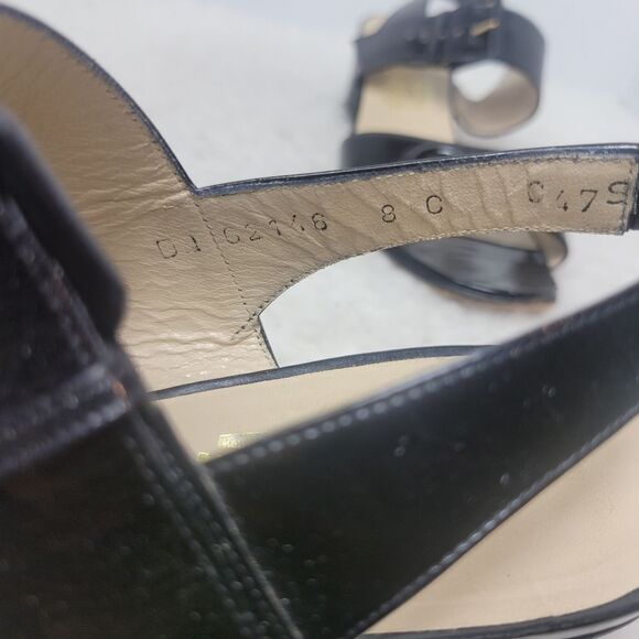 Salvatore Ferragamo Women's Slingback Shoes  Size 8 C Black Patent Block Heel - Picture 8 of 11